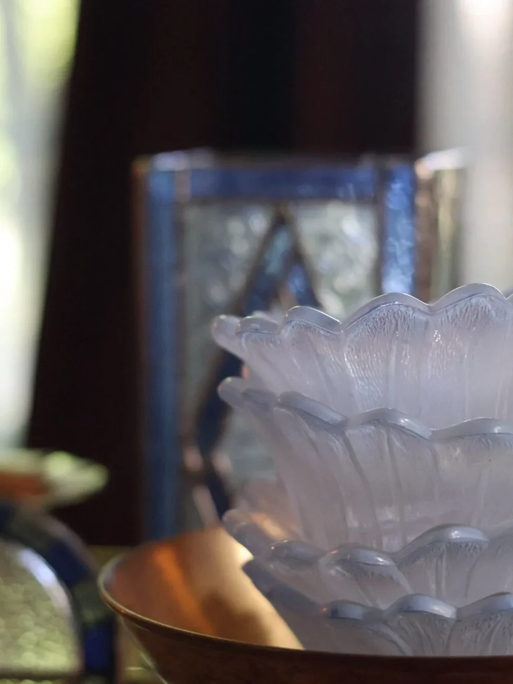 Frosted Glass Flower Bowls